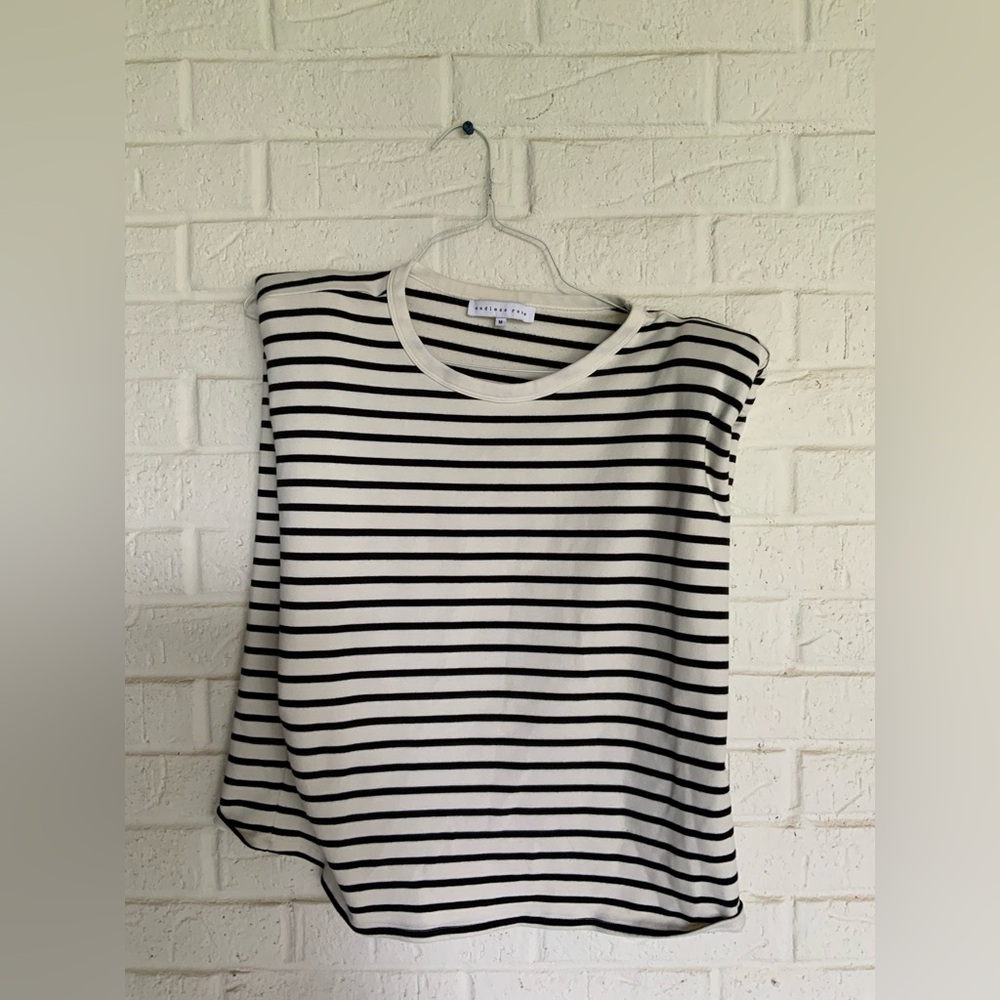 Endless Rose Black and White Striped Muscle Tee